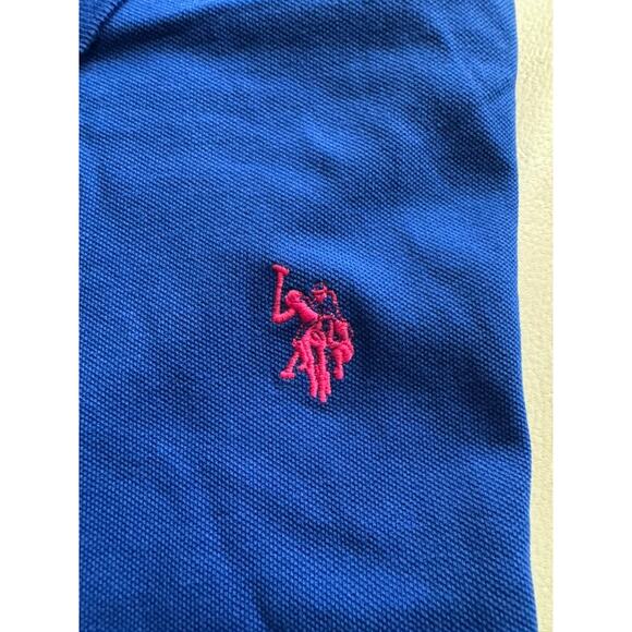 US Polo Assn. Blue Polo Shirt XXL Pink Logo NWT - Picture 3 of 5